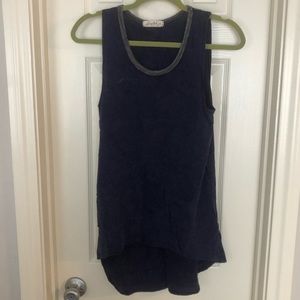 Scrapbook Distressed Navy Tank Top with Gray Trim
